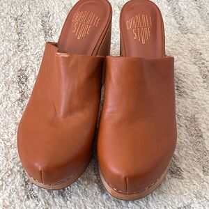Charlotte Stone Brown Leather Clogs